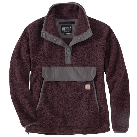 NEW Carhartt Women's XS Pullover Relaxed Fit Fleece Jacket 1/4 Snap Blackberry - Picture 1 of 1